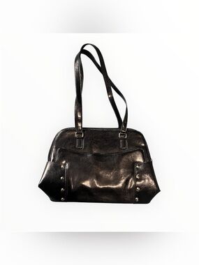 Black leather purse with silver studs